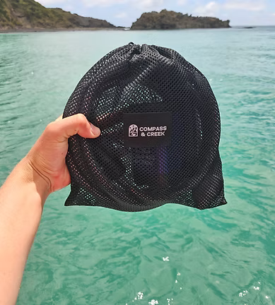 The SaltRinse kit packed into its compact carry bag